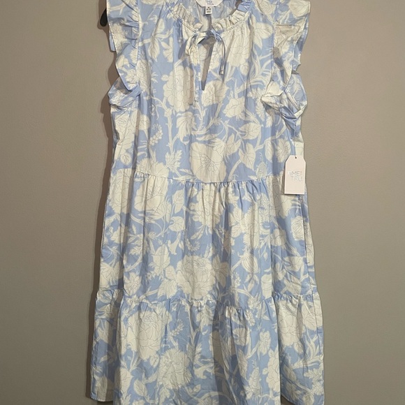 Time and Tru Dresses & Skirts - Time and Tru Women’s Blue and White Floral Tiered Mini Dress Medium BNWT